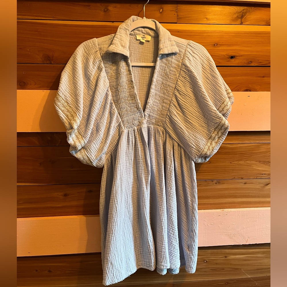 Entro Sky Blue Linen Dress